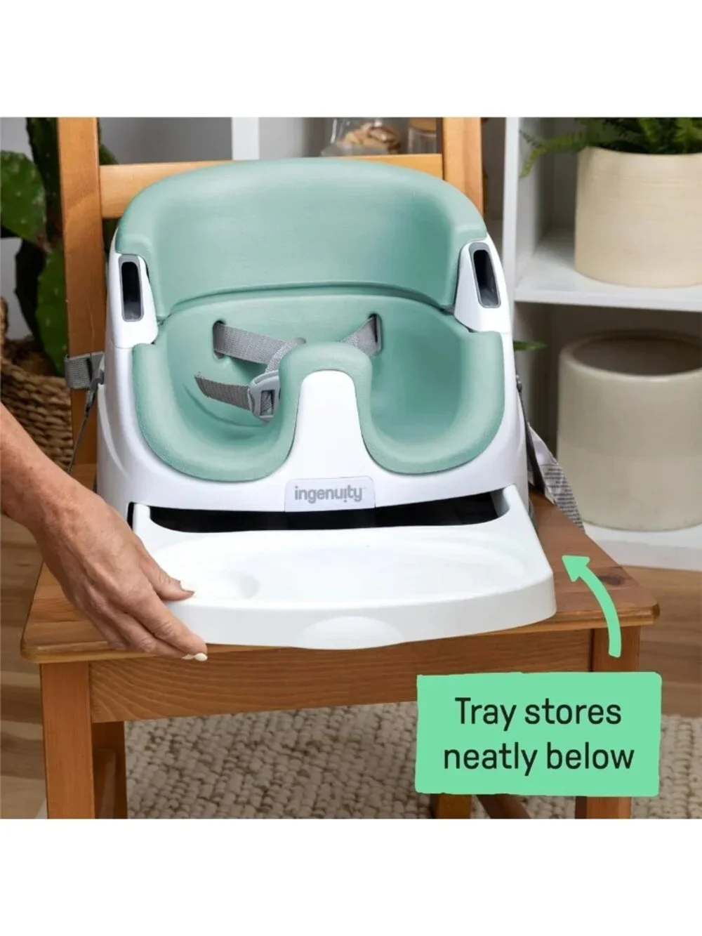2-in-1 Baby Booster Feeding & Floor Seat with Self-Storing Tray - Mist Color